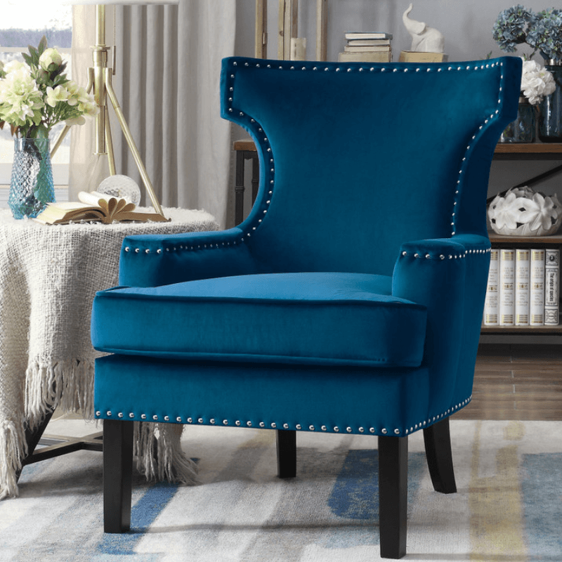 Lapis Collection Accent Chair In Blue Velvet By Home Elegance - Casa  Leaders Inc.