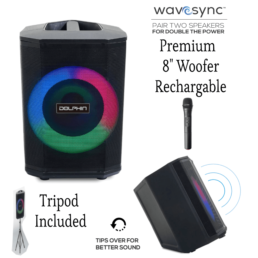 Rechargeble 8” Party Speaker with Tilt Function By Dolphin - Casa Leaders  Inc.