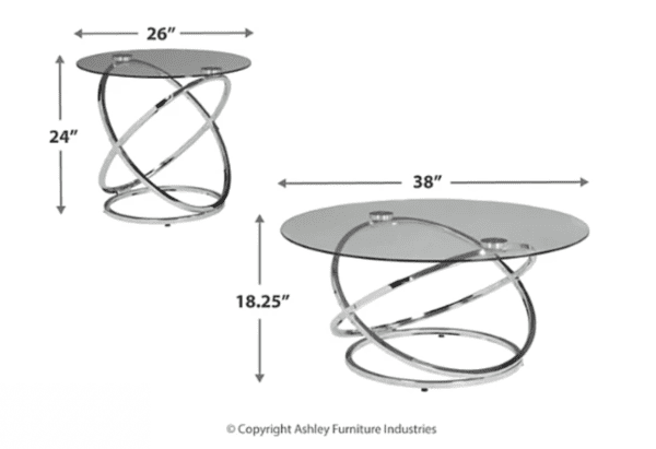 3 piece Ashley Hollynyx Table Set sizes product image