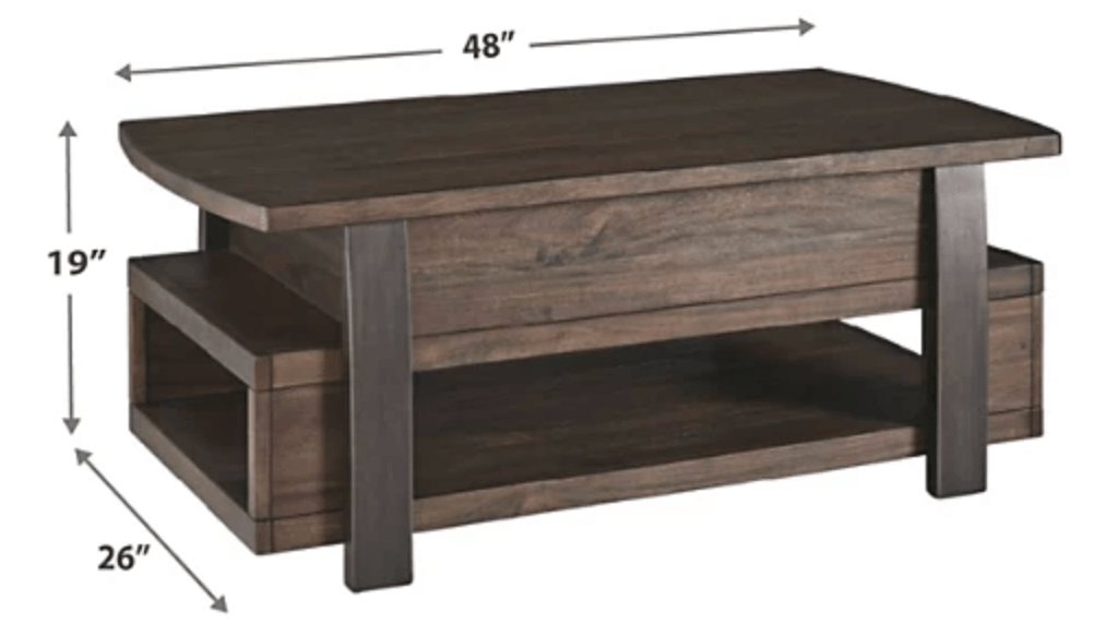 Vailbry lift top coffee table by ashley dimensions product image
