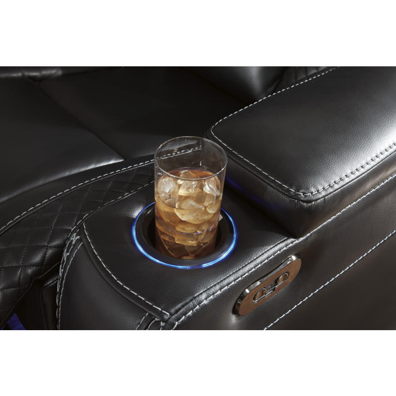 Party Time Power Reclining with Lights and Adjustable Headrest By Ashley cupholder led product umage