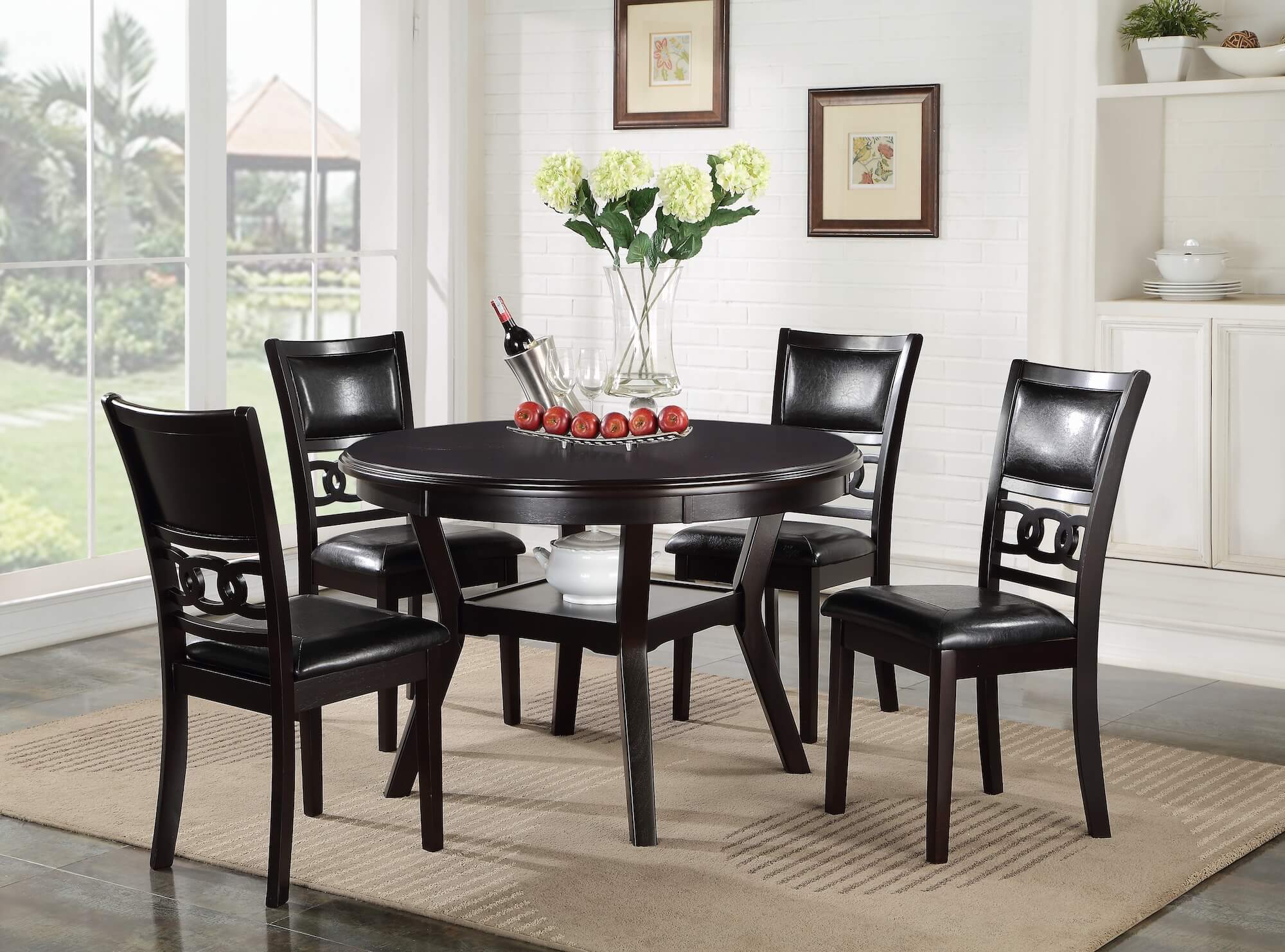 Gia Ebony 5 piece round table dining set by New Classic furniture product image