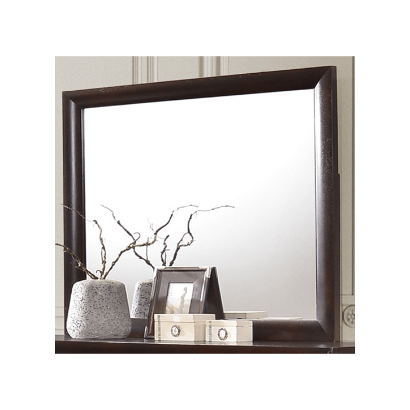 Emily Storage bedroom set mirror with dark cherry wood paneling product image
