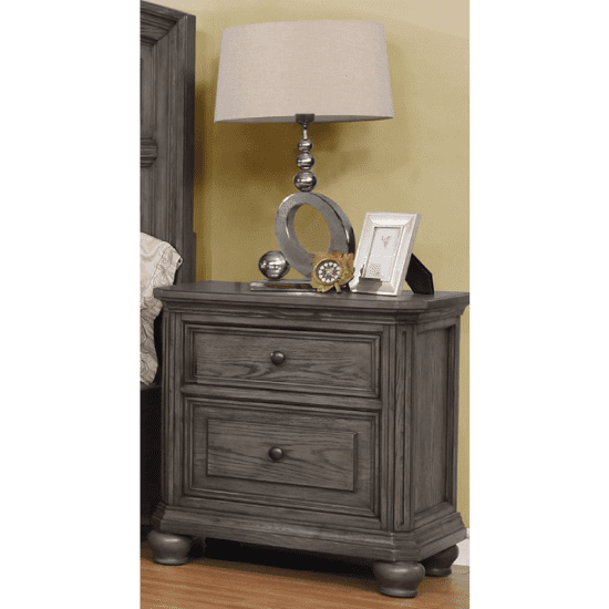 Lavonia Nightstand By Crown Mark product image with 2 drawers and grey finish.
