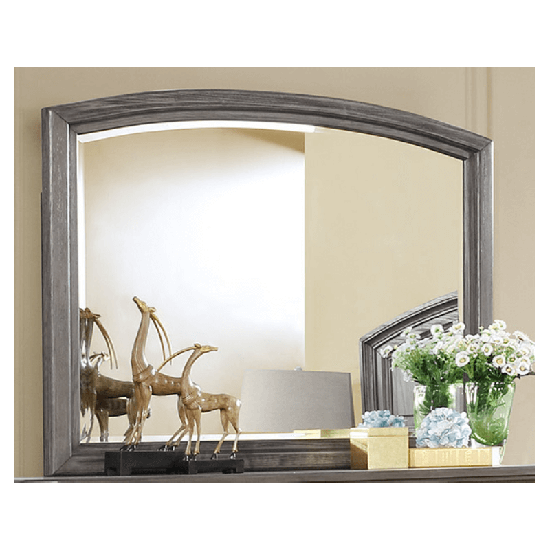 Lavonia mirror By Crown Mark with wood paneling frame in grey finish product image
