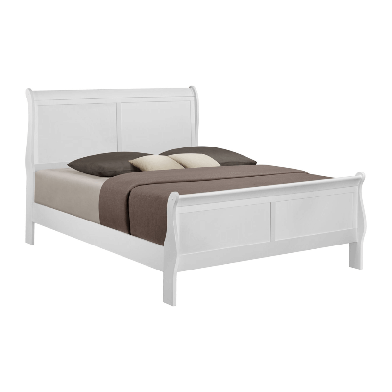 Crown Mark 3650 Bed in white product image with white paneling wood headboard and footboard