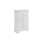 Crown Mark 3650 louis phiulip in white chest with 5 drawers and silver handles product image