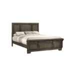 Ashland Bed By New Classic Furniture with dark wood paneling on the headboard and footboard as well as a bench on the footboard product image