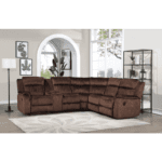 8176 Power Brown Sectional Milton Green Stars product image with 5 seats and 2 cupholders with storage consol