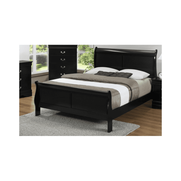 Louis Philip in Black bed By crown mark with black finish on wood headboard and footboard product image