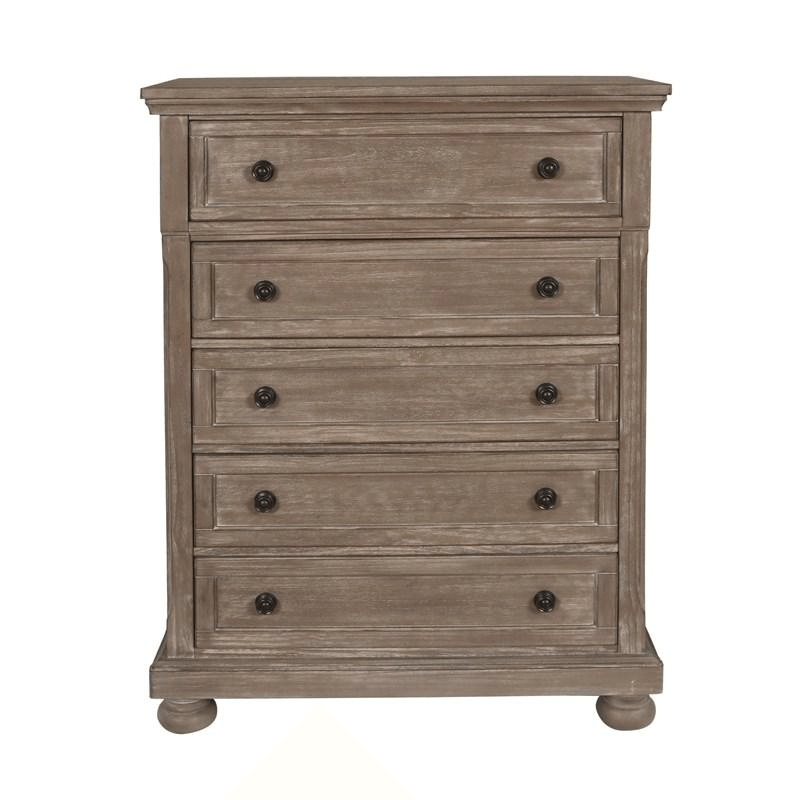 Allegra Pewter chest with 5 drawers and brown knowbs By New Classic Furniture product image