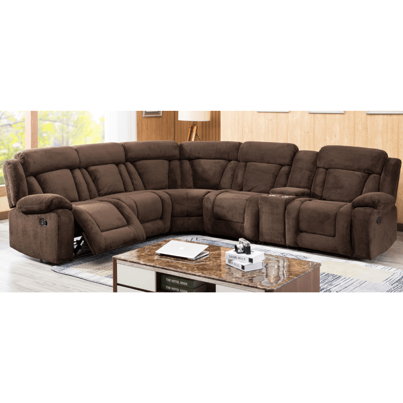 Milton Green 8037 Brown 6pc.Sectional w/ 3 Recliners product image in brown fabric