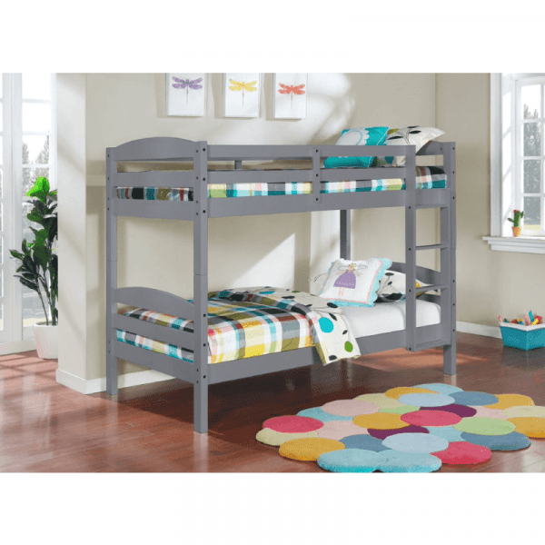 Grey Twin Over Twin Bunk Bed By Bella Esprit product image with ladder