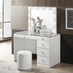 Crown Mark B4851WH-3pc.Vanity Set product image in white with 4 drawers