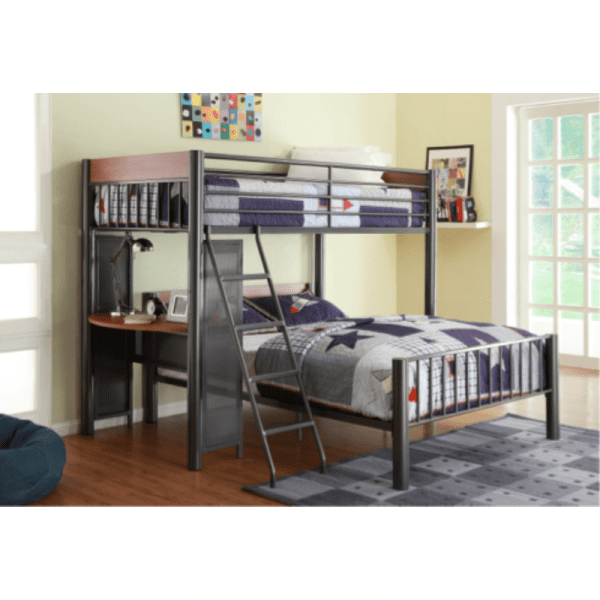 Division Light Graphite Twin Over Full Bunk Bed by home elegance product image