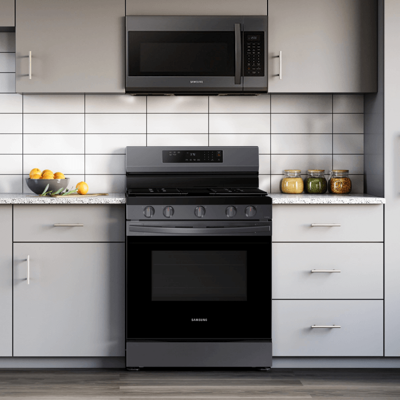 NX60A6311SG Samsung 6.0 cu.ft. Smart freestanding Gas Stove Black Stainless in kitchen product image