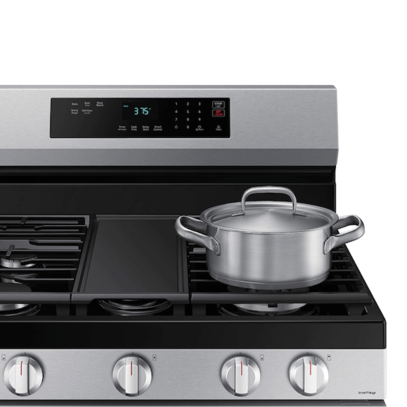 NX60A6311SS Samsung 6.0 cu.ft. Smart freestanding Gas Stove Stainless Steel top of stove product image