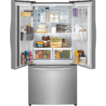 FRFG1723AV Frigidaire 17.6 Cu. Ft. Counter-Depth French Door Refrigerator open with food product image