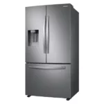 RF27T5201SR 27 cu. ft. Large Capacity 3-Door French Door Refrigerator with External Water & Ice Dispenser in Stainless Steel angled product image