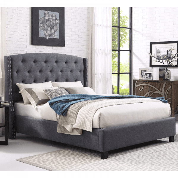 cro5111IV Queen Grey Upholstered Bed by crown mark product image