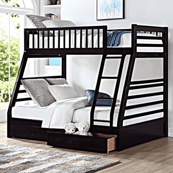 Luisa Espresso Wood Twin/Full Bunk Bed with Drawers by Asia Direct product image