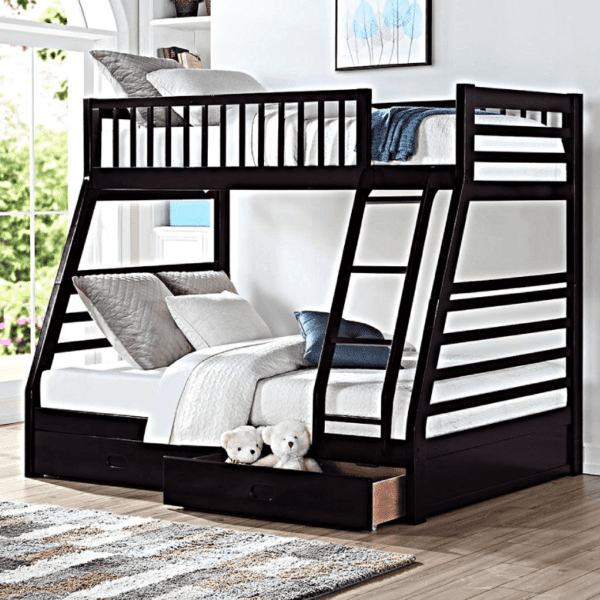 Luisa Espresso Wood Twin Full Bunk Bed, Twin And Full Bunk Bed Wood
