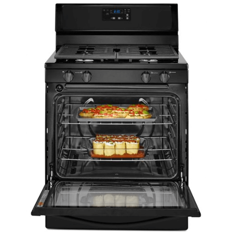 WFG320M0BB Black Stove with large window oven open product image