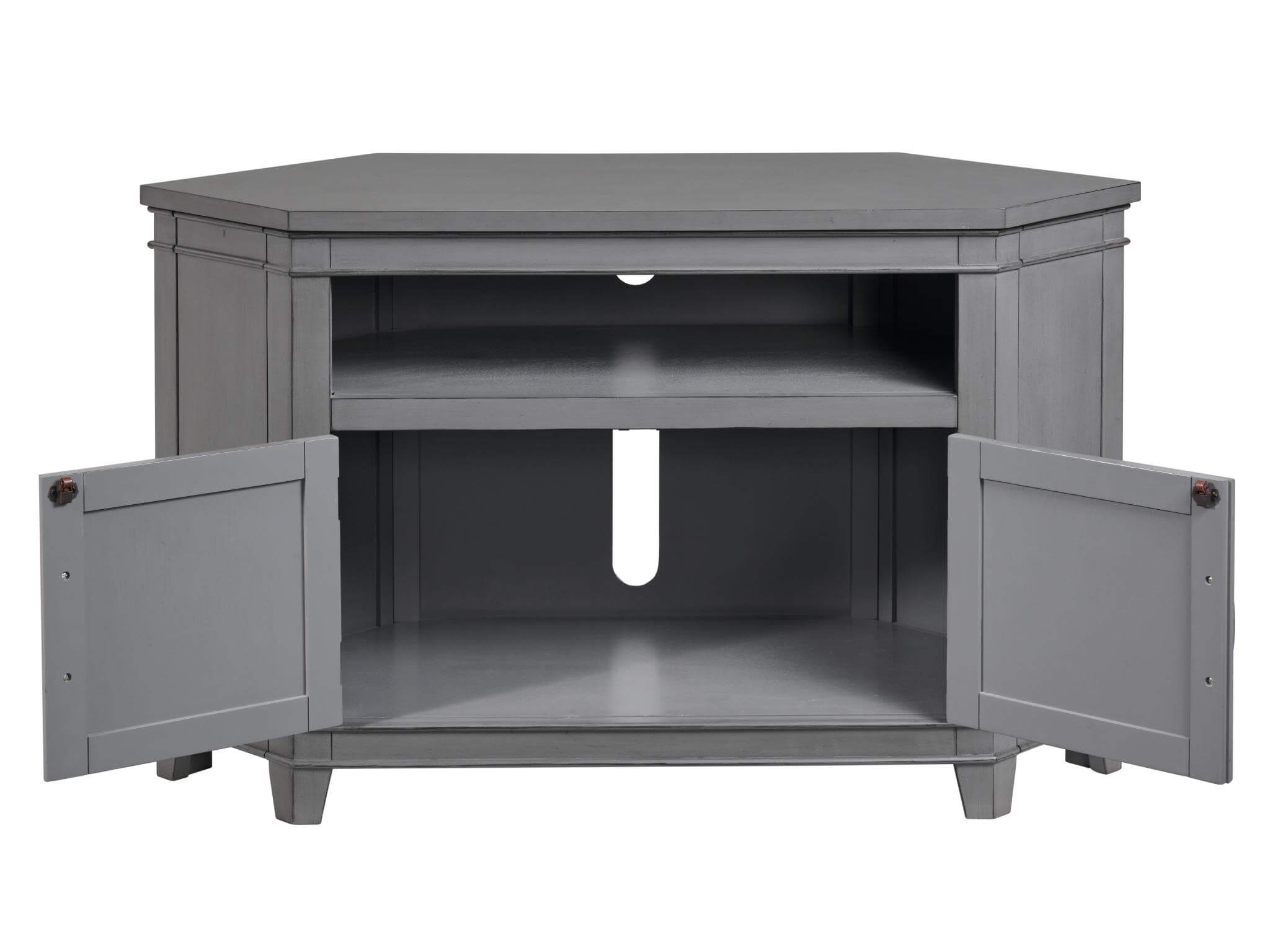 Del Mar 50" Corner TV Stand in Grey Finish By Martin Svensson cabinets open product image