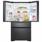 Samsung Family Hub™ 22 cu. ft.Counter Depth 4-Door French Door Refrigerator in Black Stainless Steel open product image