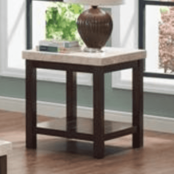 End Table in Brown and Faux Marble Finish By Crown Mark product image