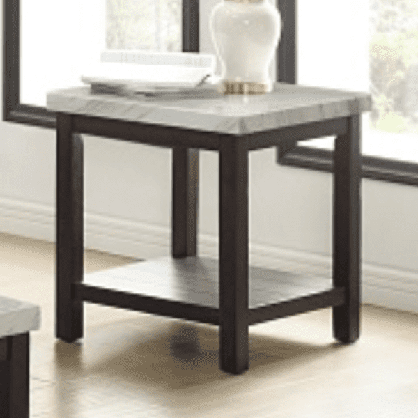 End Table in Grey and Faux Marble Finish By Crown Mark product image