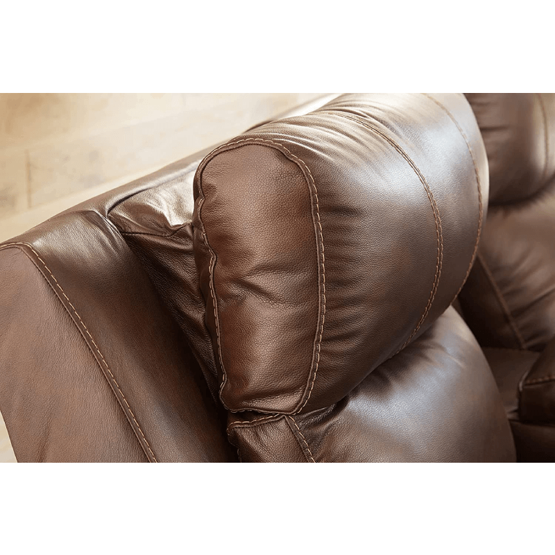 Edmar Power Reclining Sofa with Adjustable Headrest By Ashley headrest close up product image