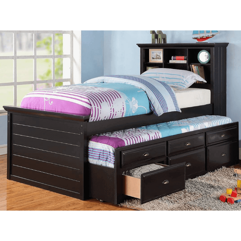 Storage Trundle Bed with Bookcase By Poundex product image