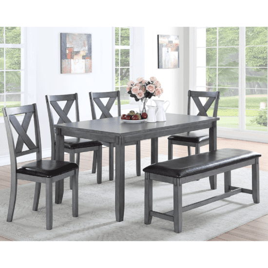 Grey 6 Piece Dining Set By Poundex product image