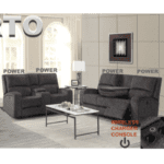 Porto Sofa and Loveseat in Grey Fabric with 4 Power Recliners By WFI product image