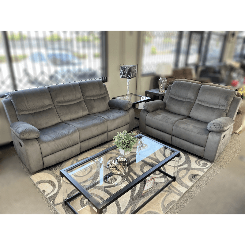 Maddox in Grey Sofa and Loveseat With 4 Recliner By Home Source Design product image