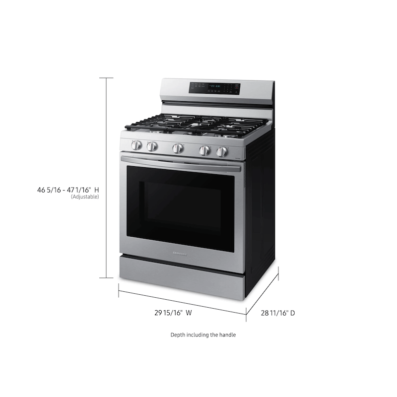6.0 cu. ft. Smart Freestanding Gas Range with No-Preheat Air Fry, Convection+ & Stainless Cooktop in Stainless Steel dimensions product image