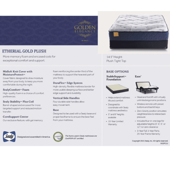 Sealy Etherial Gold Plush Mattress product image