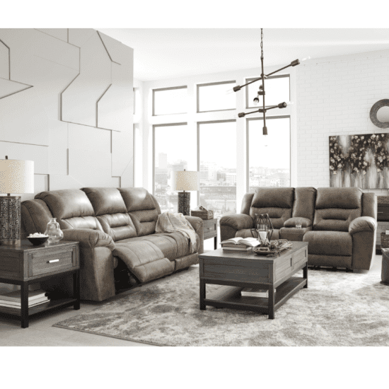 Stoneland Manual Reclining sofa and loveseat in Fossil Finish By Ashley product image