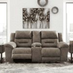 Stoneland Manual Reclining loveseat in Fossil Finish By Ashley in room product image