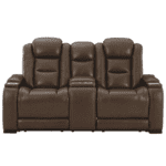 The Man-Den Triple Power Reclining Loveseat with Console By Ashley blank background product image