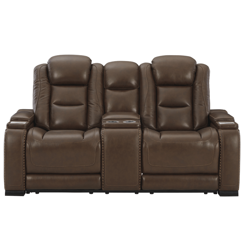 The Man-Den Triple Power Reclining Loveseat with Console By Ashley blank background product image
