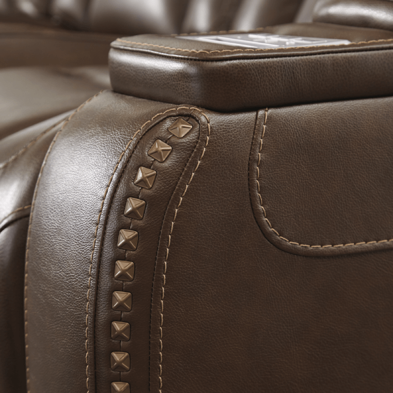 The Man-Den Triple Power Reclining Sofa By Ashley Stitch Detail product image
