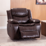 Brown Leatherette Power Recliner By Milton Green Stars open product image