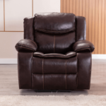 Brown Leatherette Power Recliner By Milton Green Stars head on product image