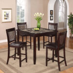 Cascade 5 Piece Counter Height Faux Marble Top Dining Set By Crown Mark product image
