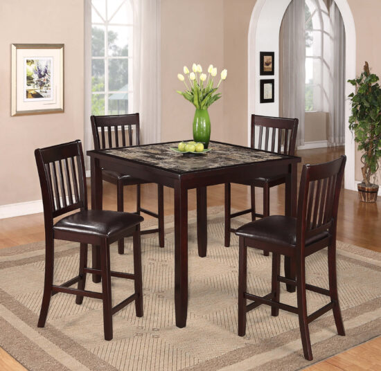Cascade 5 Piece Counter Height Faux Marble Top Dining Set By Crown Mark product image