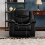 Black Breathable Leatherette Power Recliner w/ USB Chair By Milton Green Stars head on product image