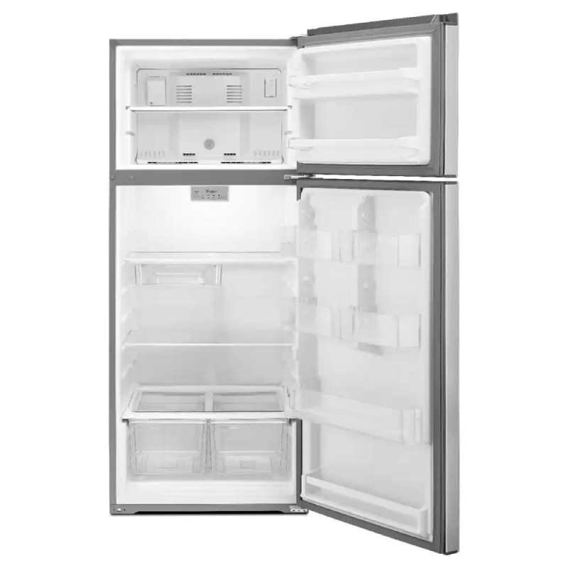 18 cu. ft. Top Freezer Refrigerator in Stainless Steel head on door open product image