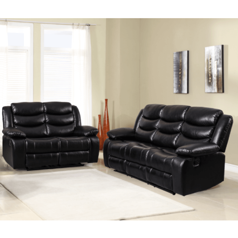 Black Breathable Faux Leather Sofa and Loveseat By Milton Green Stars product image
